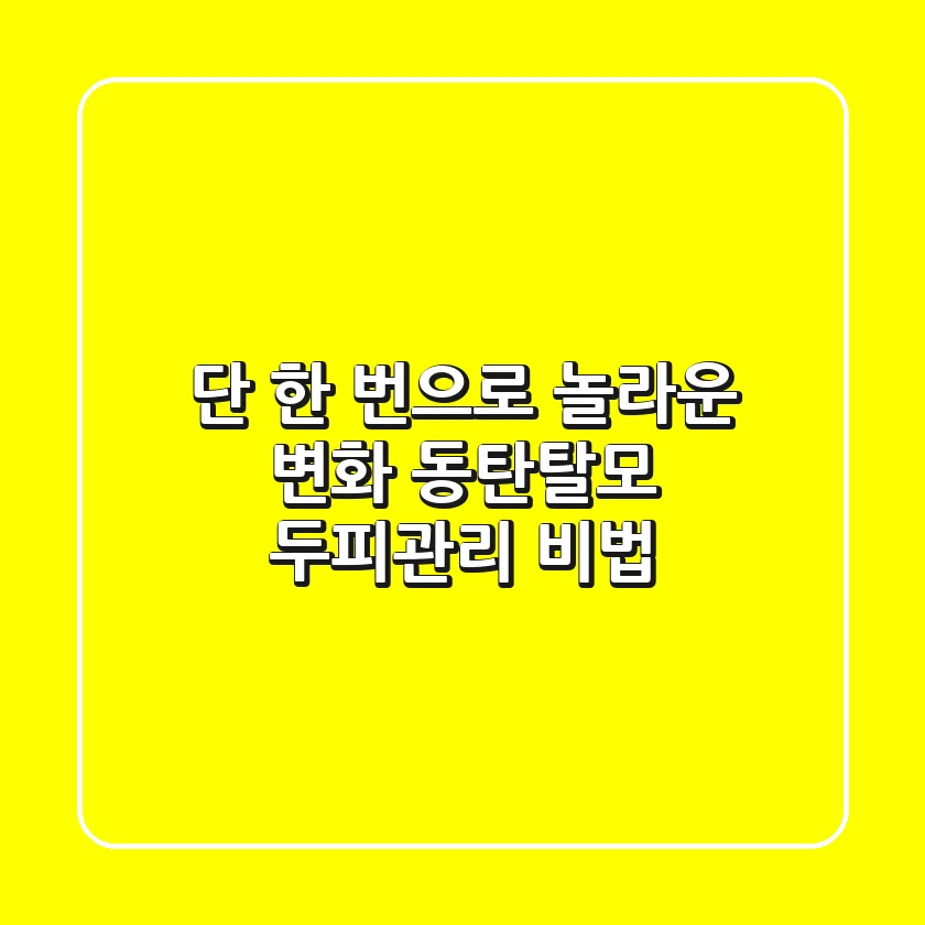 단 한 번으로 놀라운 변화! 동탄탈모 두피관리 비법