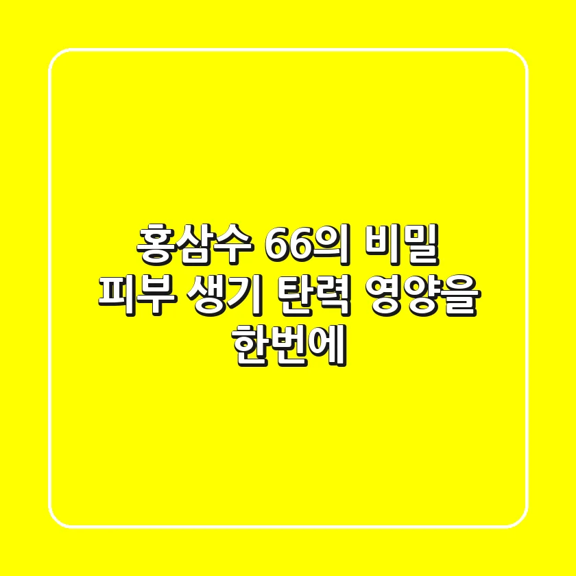 홍삼수 66%의 비밀! 피부 생기, 탄력, 영양을 한번에!