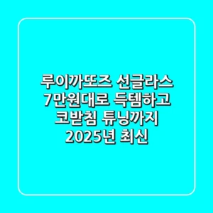 루이까또즈 선글라스: 7만원대로 득템하고 코받침 튜닝까지! [2025년 최신]