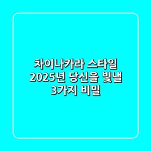 차이나카라 스타일, 2025년 당신을 빛낼 3가지 비밀✨