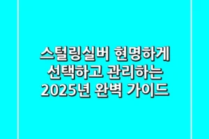 스털링실버, 현명하게 선택하고 관리하는 2025년 완벽 가이드