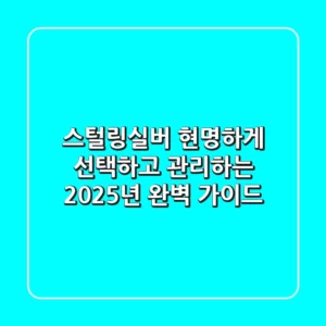 스털링실버, 현명하게 선택하고 관리하는 2025년 완벽 가이드