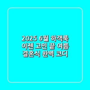 2025 6월 하객룩, 이젠 고민 끝! 여름 결혼식 완벽 코디