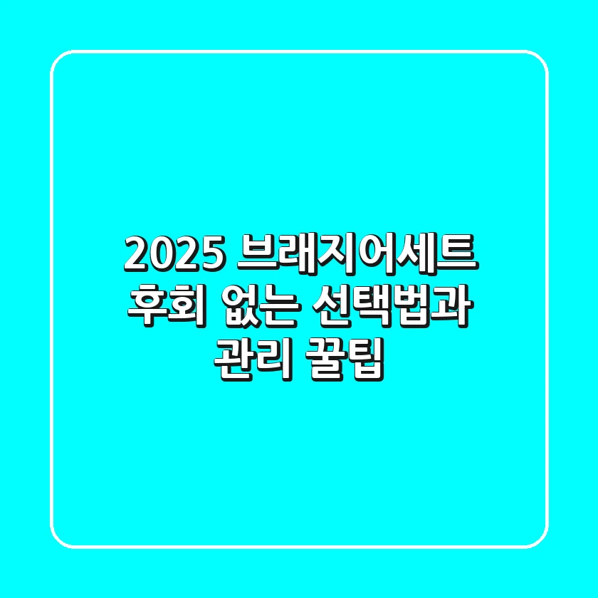 2025 브래지어세트, 후회 없는 선택법과 관리 꿀팁