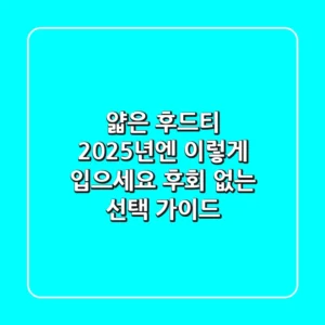 얇은 후드티, 2025년엔 이렇게 입으세요! 후회 없는 선택 가이드