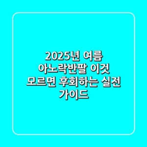 2025년 여름, 아노락반팔: '이것' 모르면 후회하는 실전 가이드