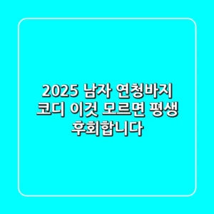 2025 남자 연청바지 코디: '이것' 모르면 평생 후회합니다