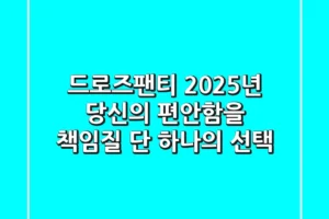 드로즈팬티, 2025년 당신의 편안함을 책임질 단 하나의 선택!