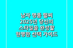 남자 명품 팔찌, 2025년 당신의 스타일을 완성할 현명한 선택 가이드