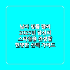 남자 명품 팔찌, 2025년 당신의 스타일을 완성할 현명한 선택 가이드