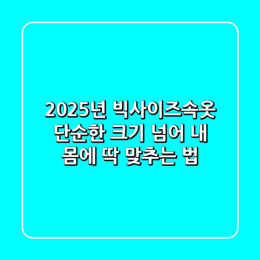 2025년 빅사이즈속옷, 단순한 크기 넘어 '내 몸'에 딱 맞추는 법