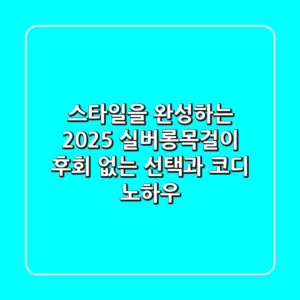 스타일을 완성하는 2025 실버롱목걸이, 후회 없는 선택과 코디 노하우