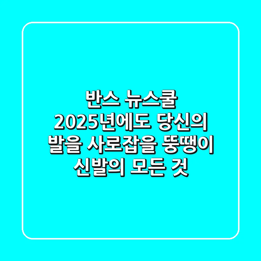 반스 뉴스쿨: 2025년에도 당신의 발을 사로잡을 '뚱땡이 신발'의 모든 것