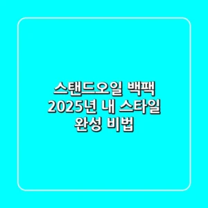 스탠드오일 백팩, 2025년 내 스타일 완성 비법
