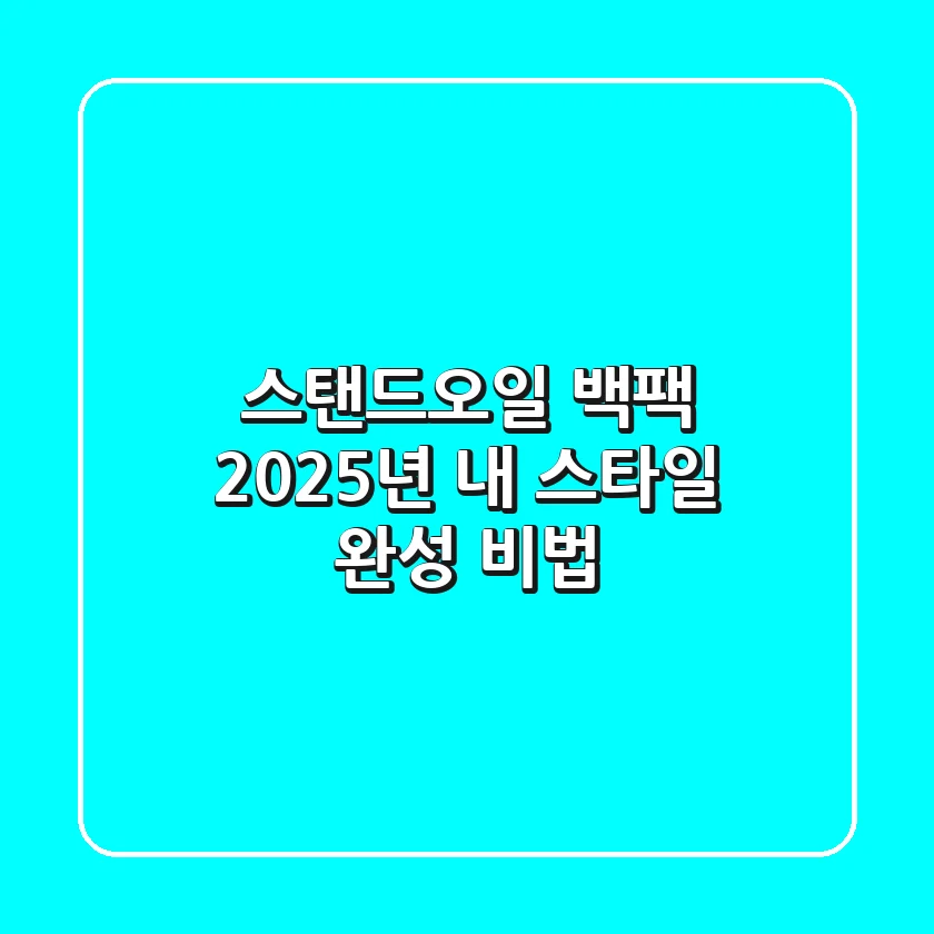 스탠드오일 백팩, 2025년 내 스타일 완성 비법