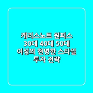 캐리스노트 원피스, 30대 40대 50대 여성의 현명한 스타일 투자 전략