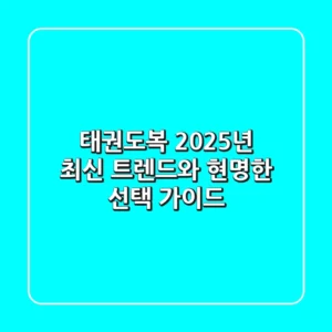 태권도복, 2025년 최신 트렌드와 현명한 선택 가이드