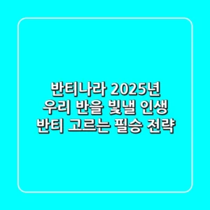 반티나라: 2025년 우리 반을 빛낼 인생 반티 고르는 필승 전략!