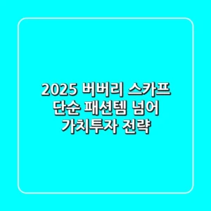 2025 버버리 스카프: 단순 패션템 넘어 '가치투자' 전략
