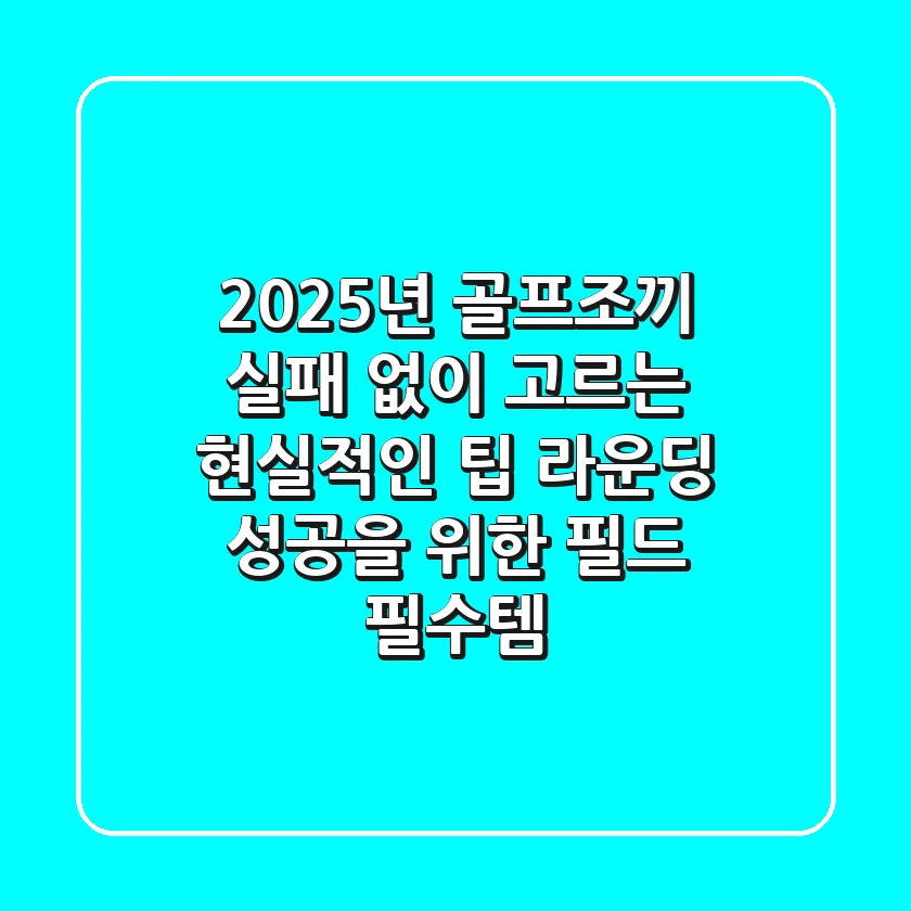 2025년 골프조끼, 실패 없이 고르는 현실적인 팁: 라운딩 성공을 위한 필드 필수템!
