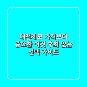 대전제모, 가격보다 중요한 이것! 후회 없는 선택 가이드
