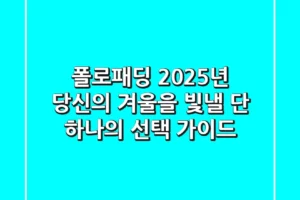 폴로패딩, 2025년 당신의 겨울을 빛낼 단 하나의 선택 가이드