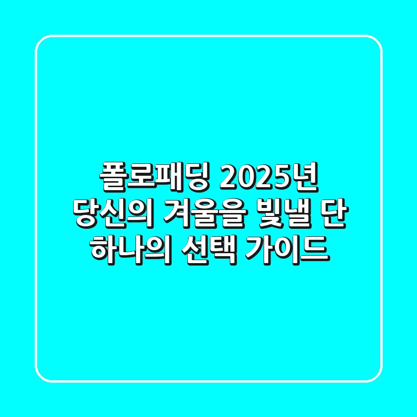 폴로패딩, 2025년 당신의 겨울을 빛낼 단 하나의 선택 가이드