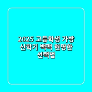 2025 고등학생 가방: 신학기 백팩 현명한 선택법