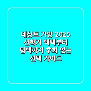 데상트 가방 2025, 신학기 백팩부터 팀백까지 후회 없는 선택 가이드
