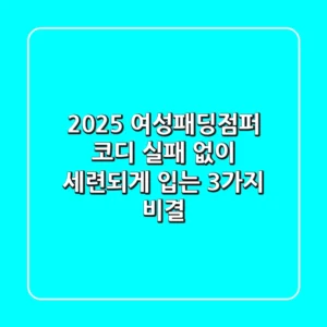 2025 여성패딩점퍼 코디: 실패 없이 세련되게 입는 3가지 비결
