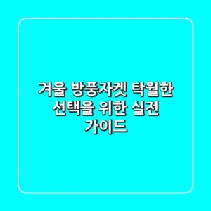 겨울 방풍자켓, 탁월한 선택을 위한 실전 가이드
