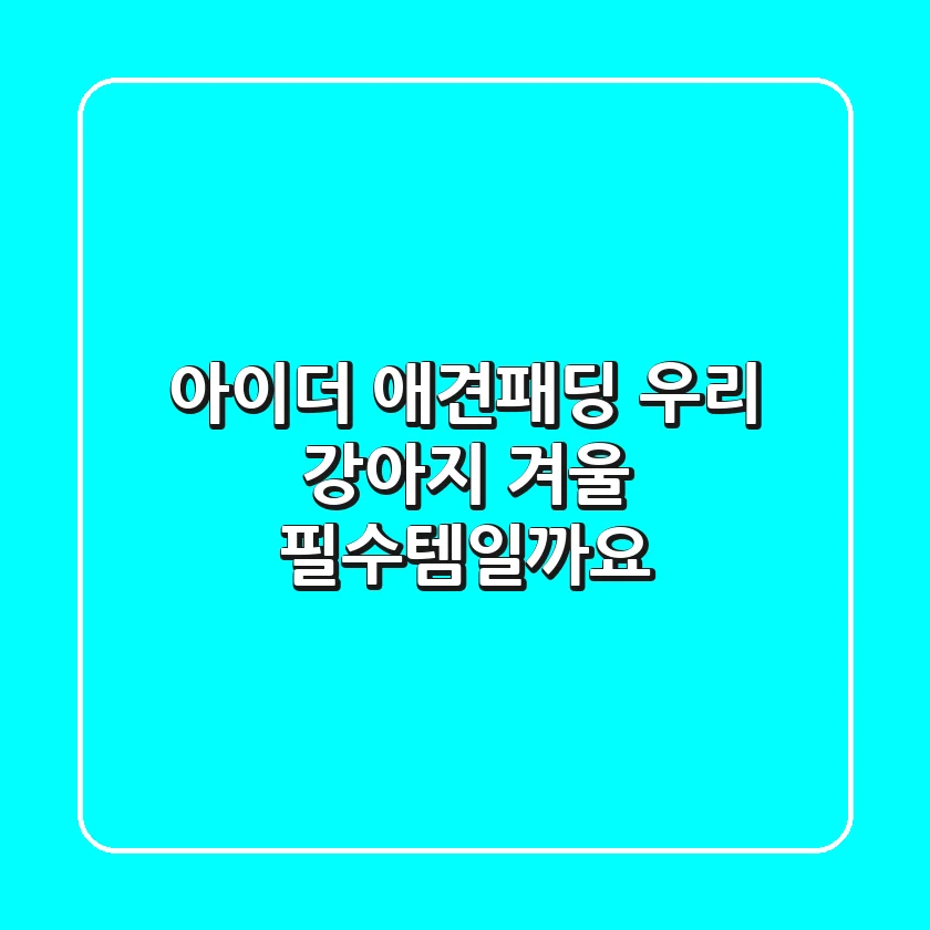 아이더 애견패딩, 우리 강아지 겨울 필수템일까요?