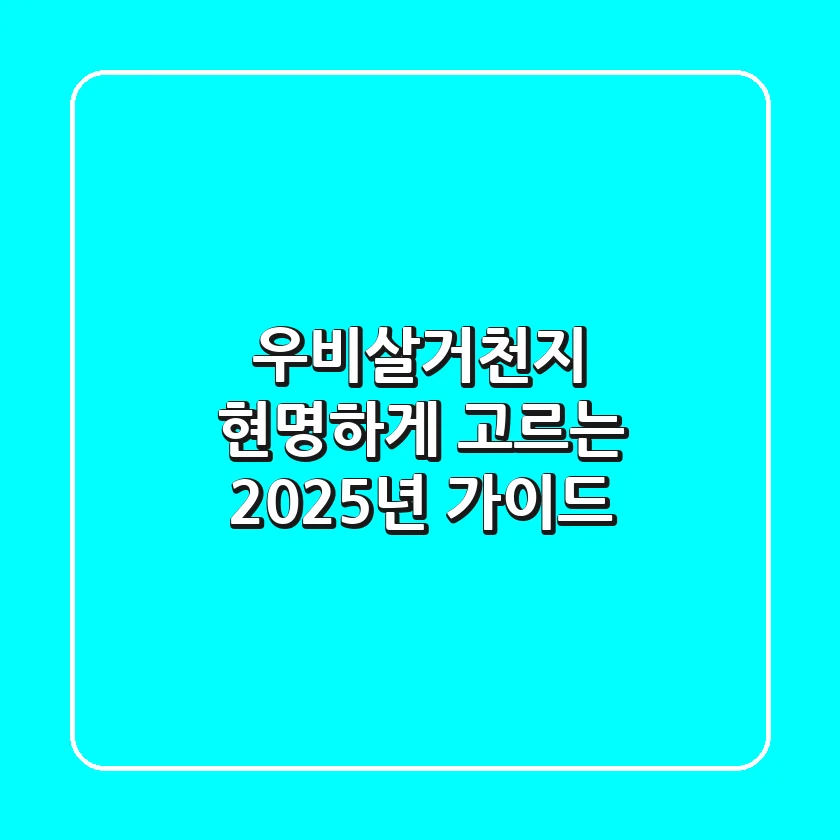 우비살거천지, 현명하게 고르는 2025년 가이드
