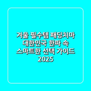 겨울 필수템, 패딩치마: 대한민국 한파 속 스마트한 선택 가이드 2025