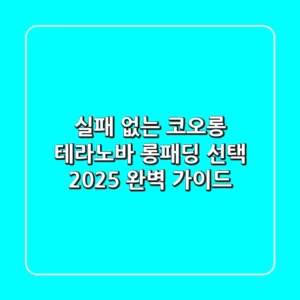 실패 없는 코오롱 테라노바 롱패딩 선택, 2025 완벽 가이드