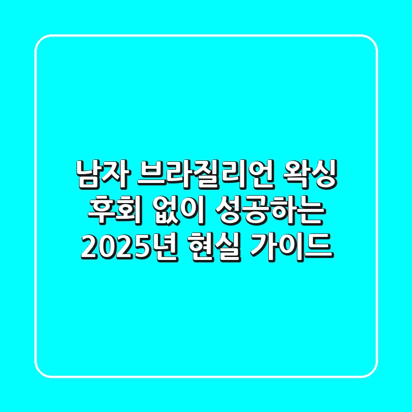 남자 브라질리언 왁싱, 후회 없이 성공하는 2025년 현실 가이드