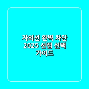 자외선 완벽 차단! 2025 선캡 선택 가이드