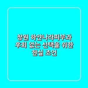 창원 하얀나라피부과: 후회 없는 선택을 위한 현실 조언