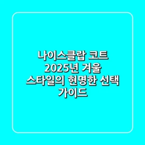 나이스클랍 코트, 2025년 겨울 스타일의 현명한 선택 가이드
