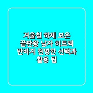 겨울철 하체 보온 끝판왕? 남자 히트텍 반바지, 현명한 선택과 활용 팁