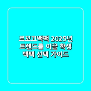 르꼬끄백팩, 2025년 트렌드를 이끌 학생 백팩 선택 가이드