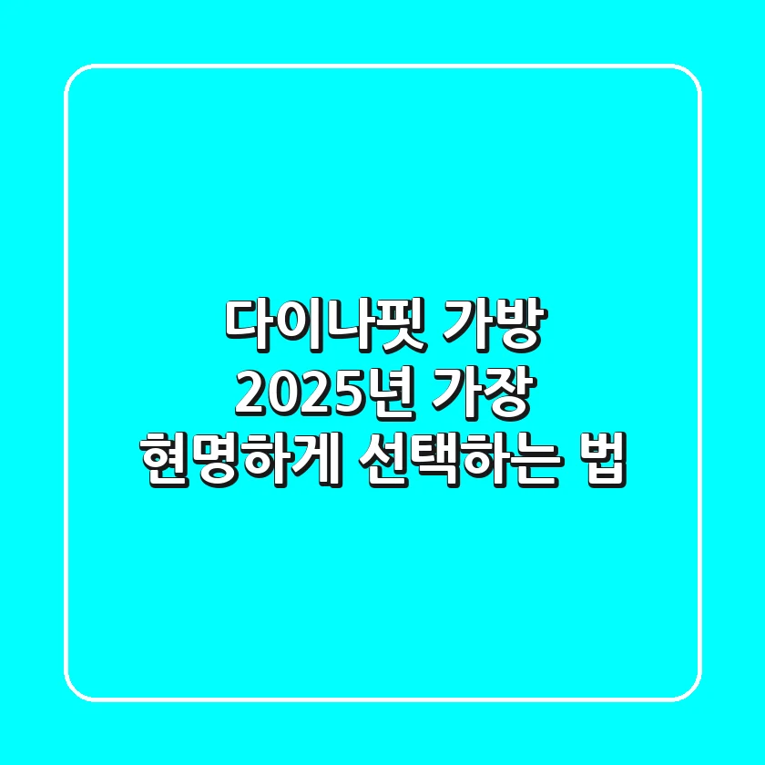 다이나핏 가방, 2025년 가장 현명하게 선택하는 법