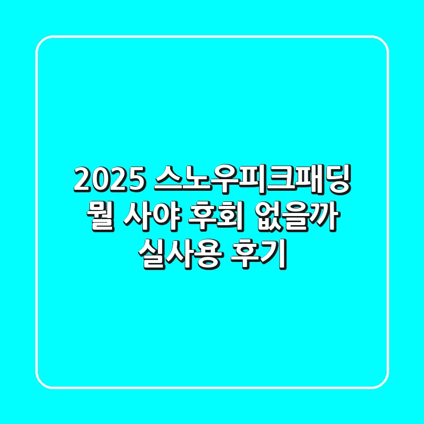 2025 스노우피크패딩, 뭘 사야 후회 없을까? (실사용 후기)